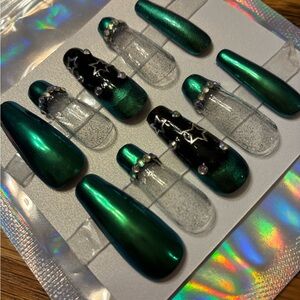 Green and Black Nail Art Set